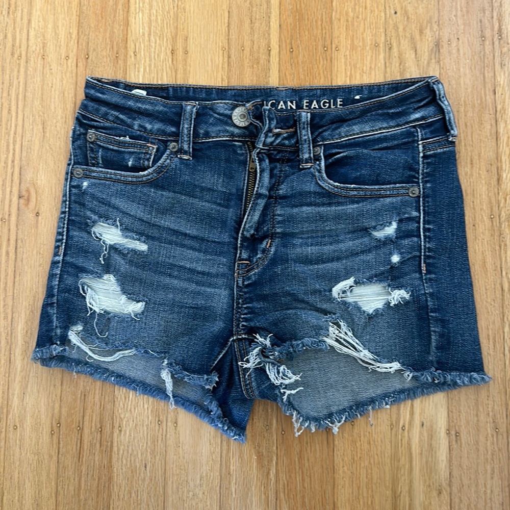 American Eagle Next Level Stretch Hi-Rise Shortie Cutoff Shorts